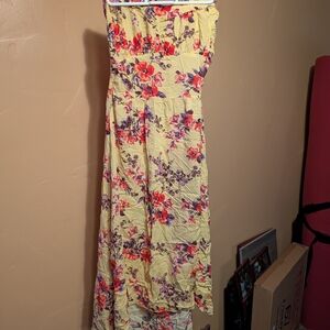 Source Unknown Strapless Floral Dress - Yellow and Red